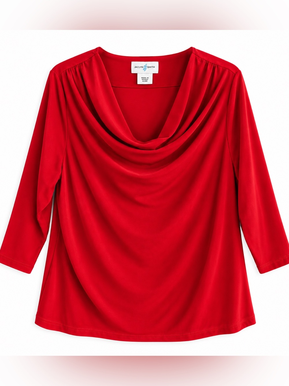 Jaclyn Smith XL Red 3/4 Sleeve Cowl Neck Top